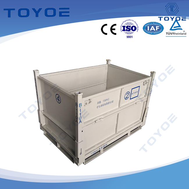 Logotipo de caja de metal ayudan a manejo de montacargas.
