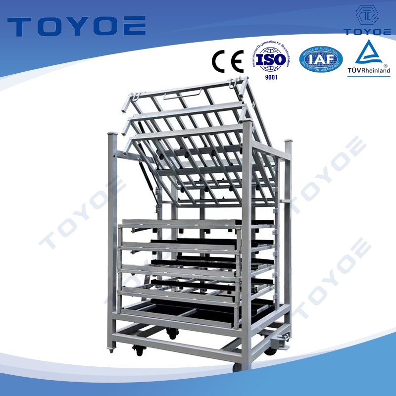 Bastidores galvanizados apilables para autopartes.