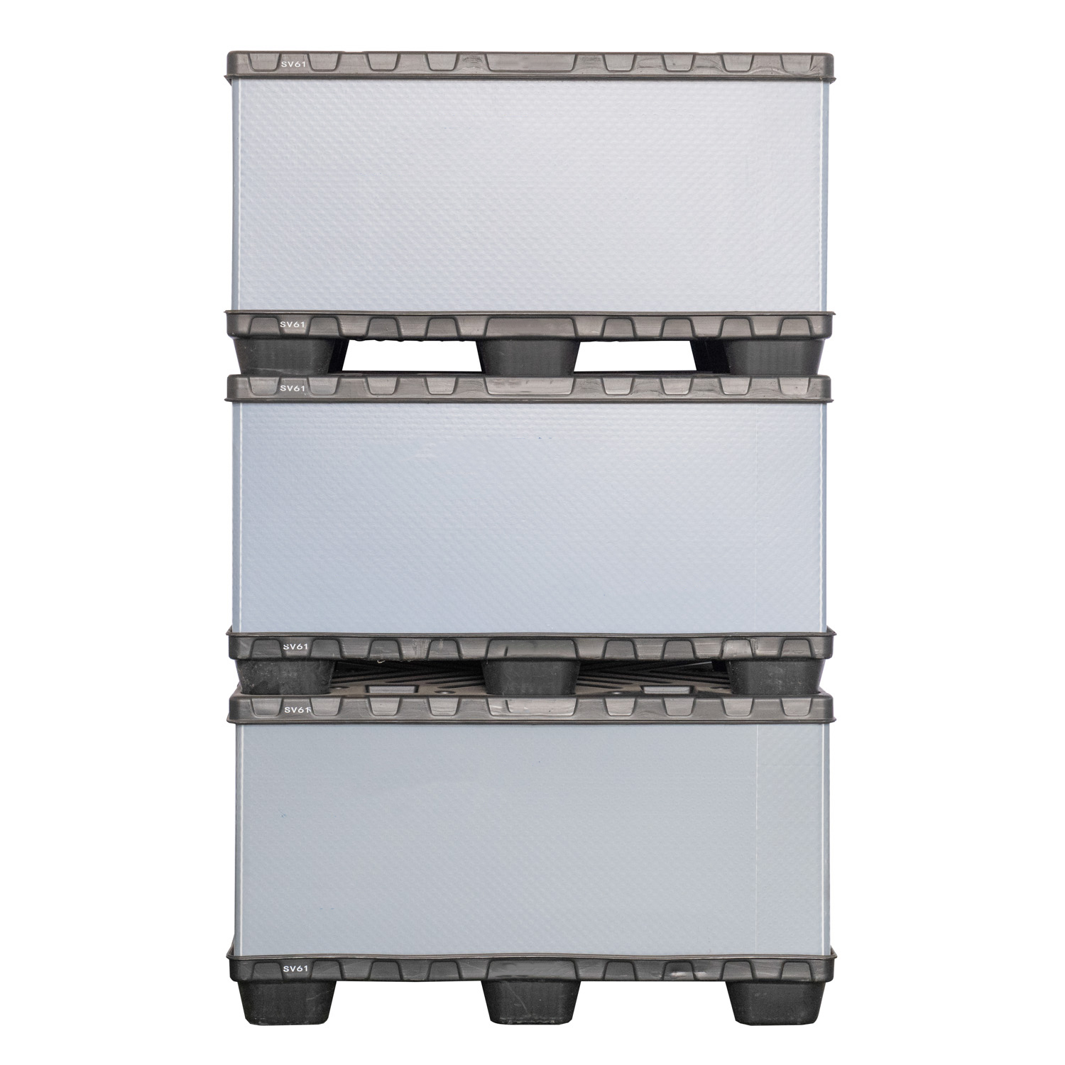 Caja de pl&aacute;stico apilada